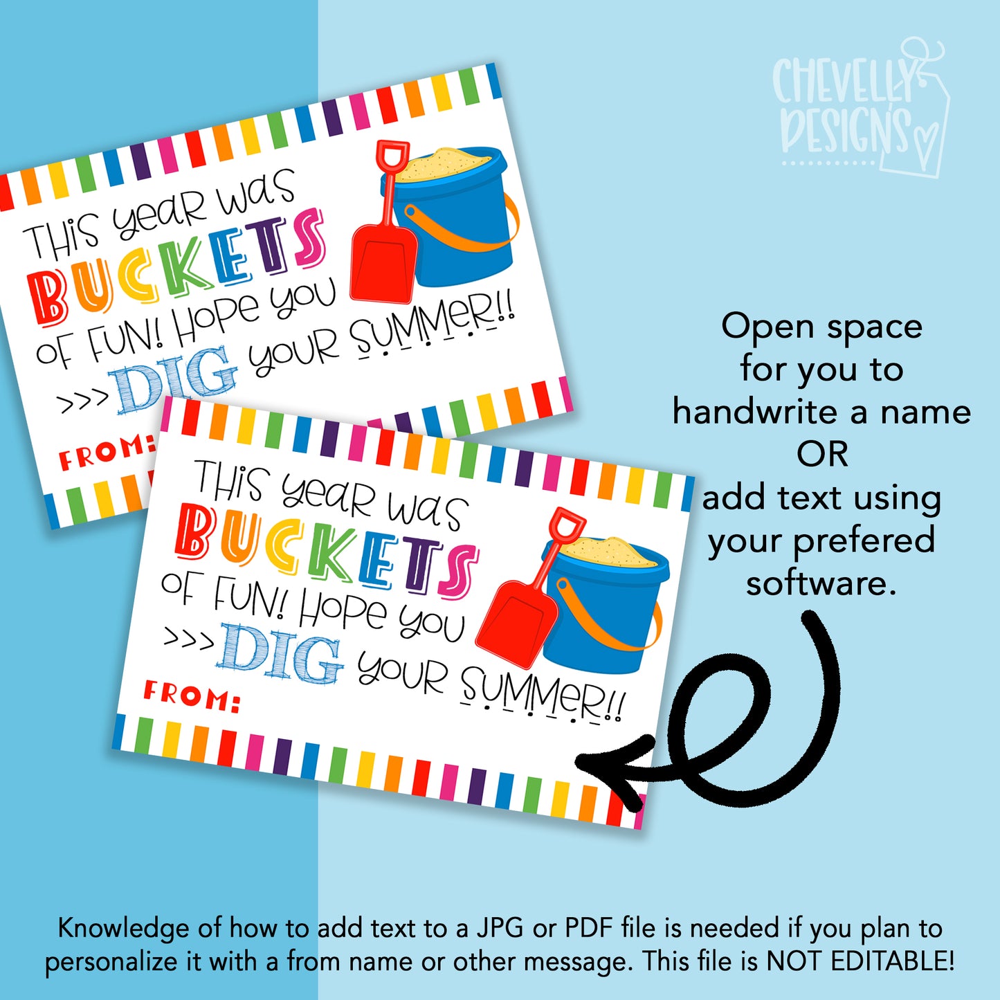 Buckets of Fun Student Gift Tags for the End of the School Year | Printable - Instant Digital Download