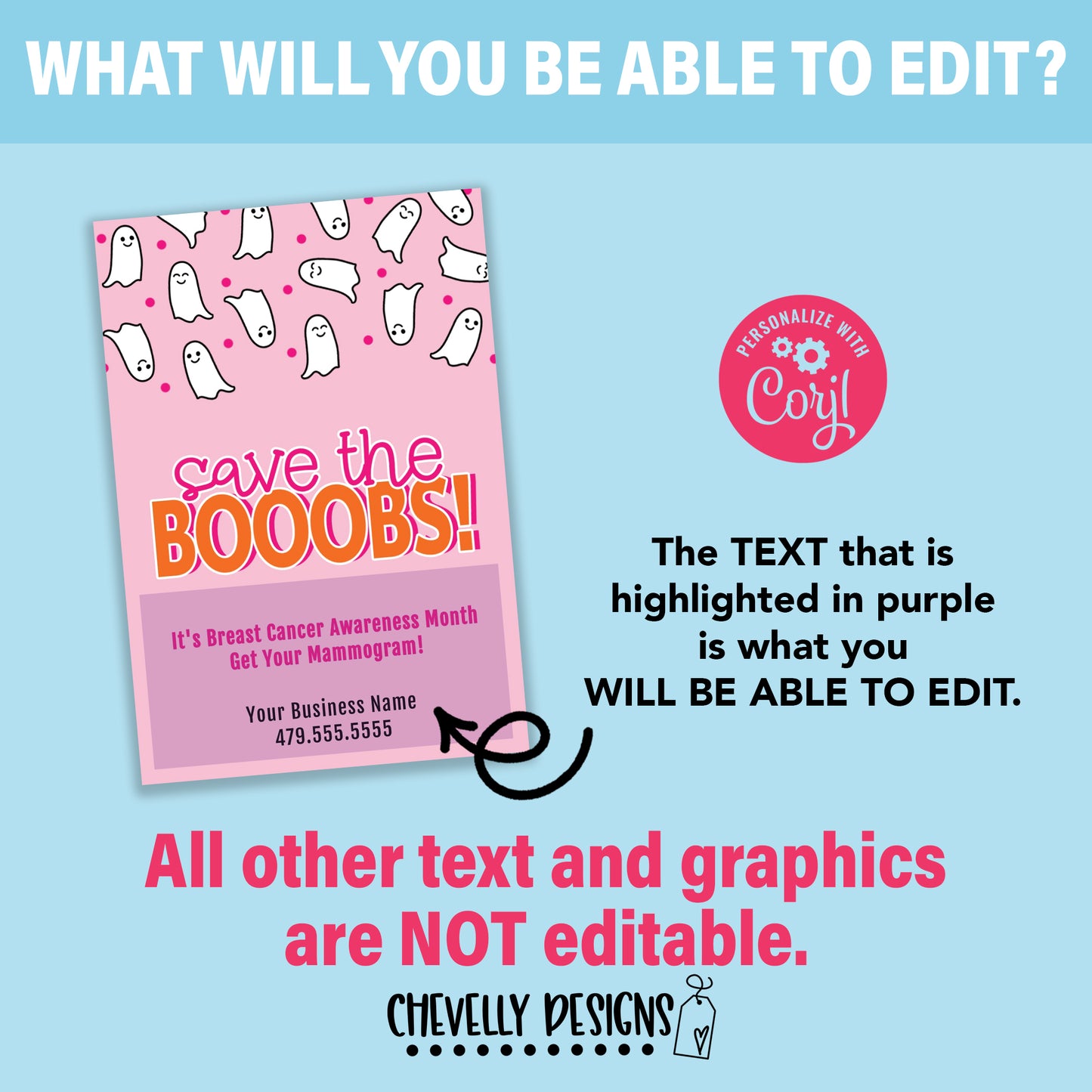 EDITABLE - Save The Booobs - Breast Cancer Awareness - Business Referral Gift Tags - Printable Digital File