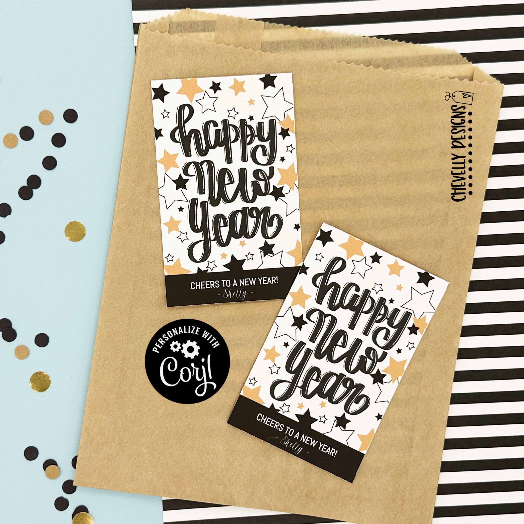 HT NY004 editable - happy new year gift tags - printable digital file