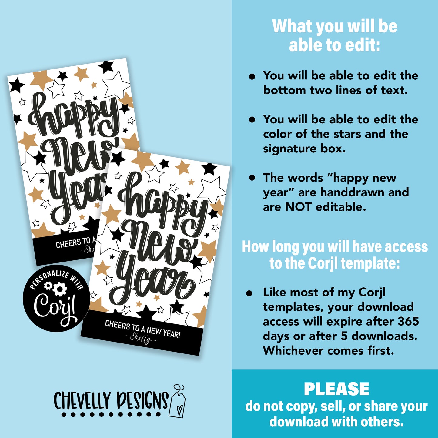 EDITABLE - Happy New Year Gift Tags - Printable Digital File