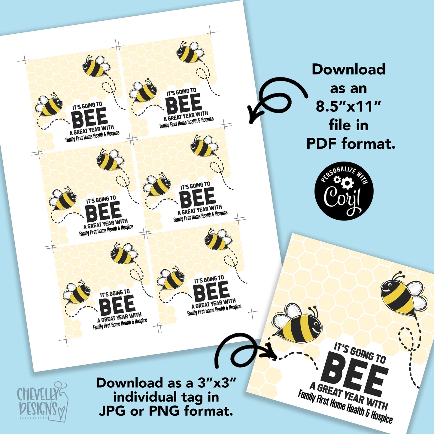 EDITABLE - It's Going to Bee a Great Year - Referral Gift Tags - Printable Digital File