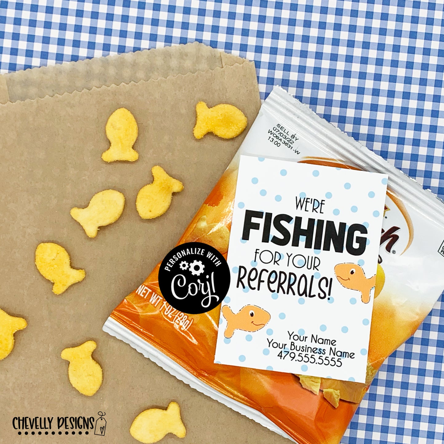 Editable - Fishing for Referrals - Business Marketing Gift Tags - Printable - Digital File