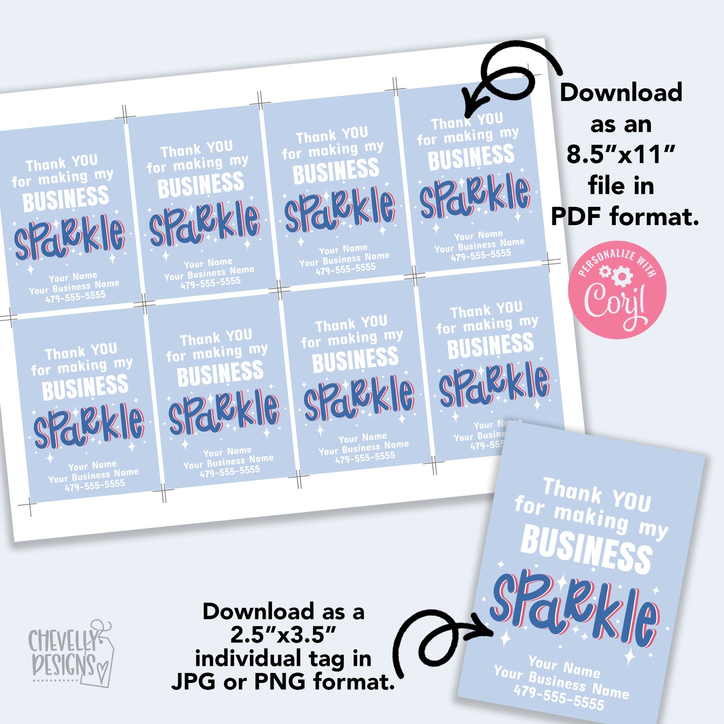 Editable - You Make My Business Sparkle- Printable - Digital File - Business Marketing