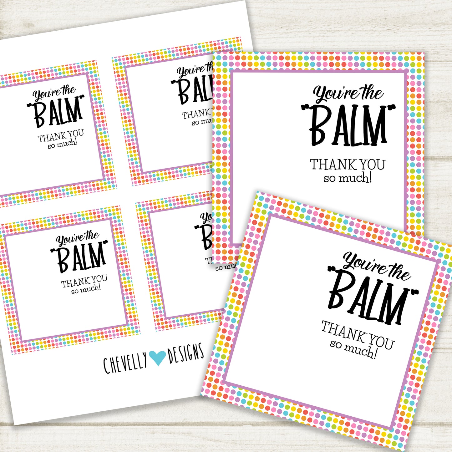 You're the Balm! Thank You Gift Tags | Printable - Instant Digital File