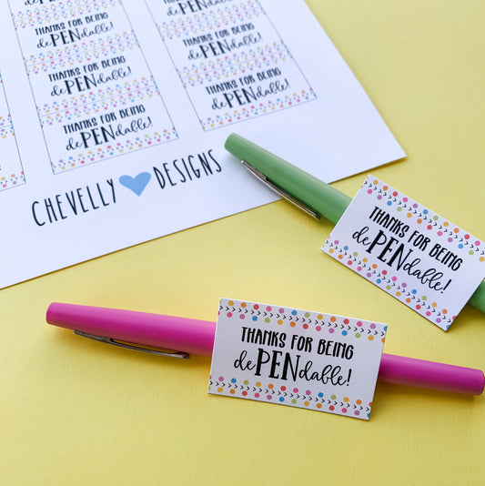 Thanks for being dePENdable! Pen Gift Tags | Printable - Instant Digital File