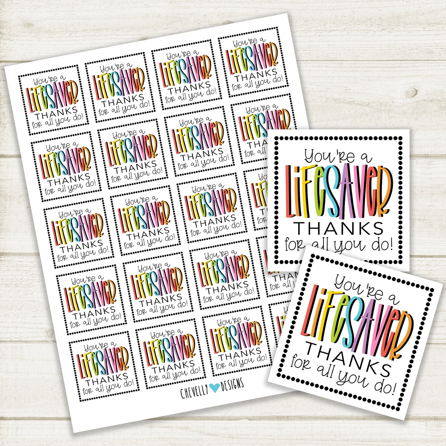 Lifesaver Thank You Gift Tags | Printable - Instant Digital File