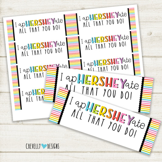 Candy Bar Appreciation Gift Tags | Printable - Instant Digital Download