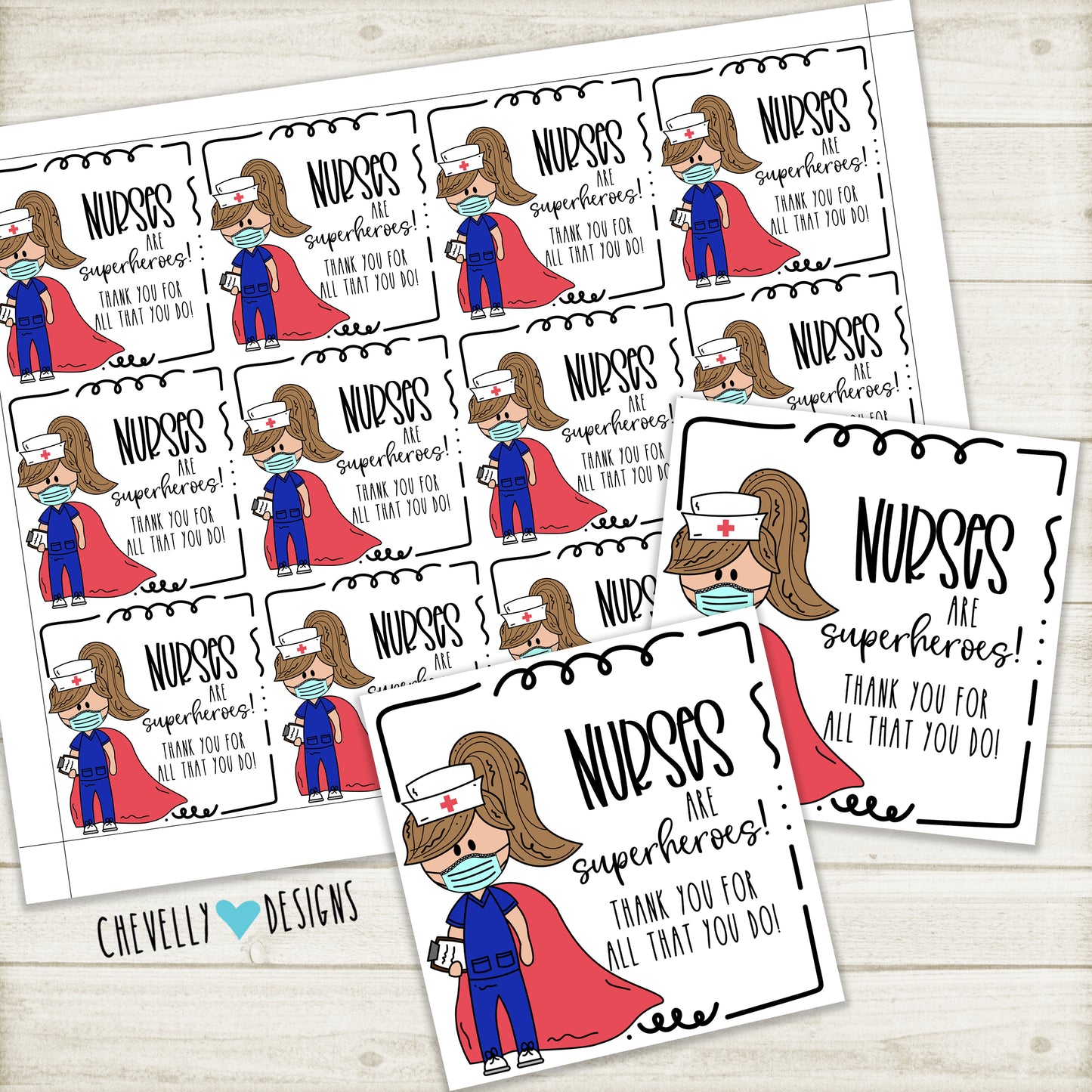 Printable Nurse Appreciation Gift Tags - Nurses are Superheroes | Instant Digital Download