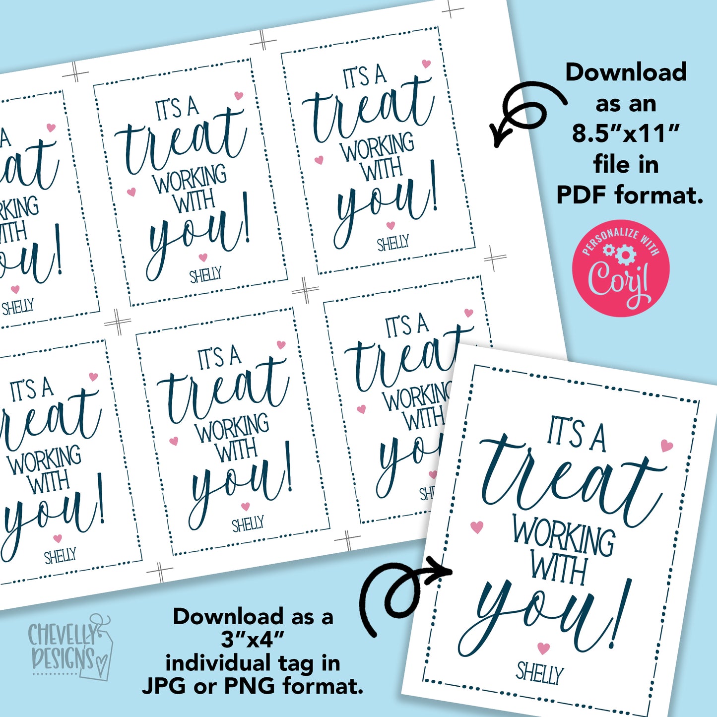 Editable - It's a Treat Working With You - Staff Appreciation Gift Tags - Printable Digital File
