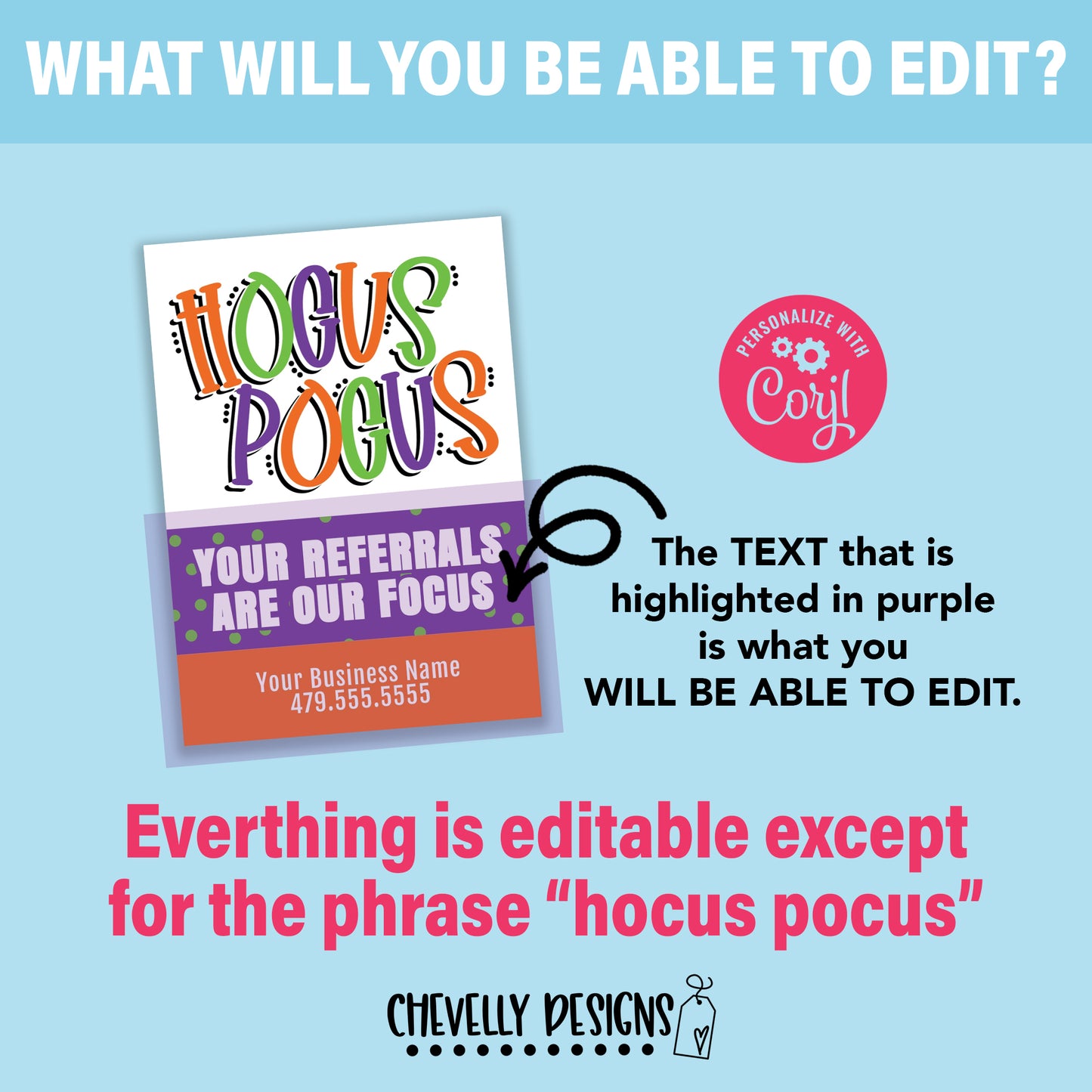 EDITABLE - Hocus Pocus Your Referrals are Our Focus Gift Tags - Printable Digital File
