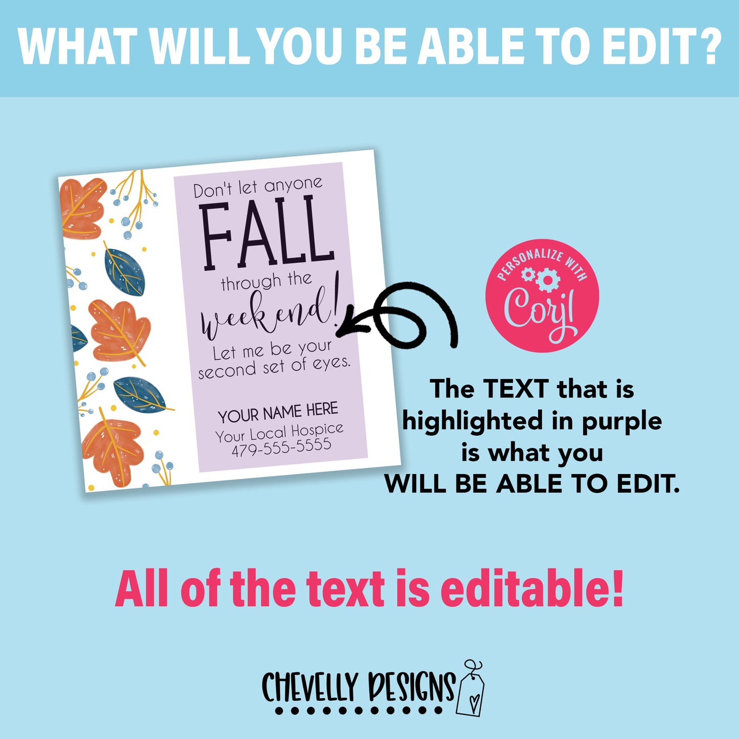 EDITABLE - Don't Let Anyone Fall Home Health and Hospice Tags - Printable Digital File