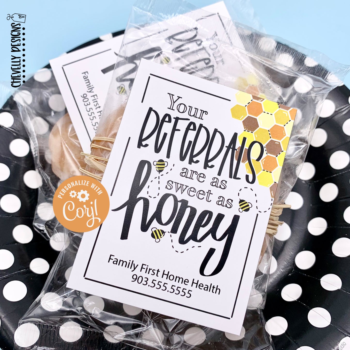 Editable - Your Referrals are as Sweet as Honey - Gift Tags for Business Marketing - Printable Digital File