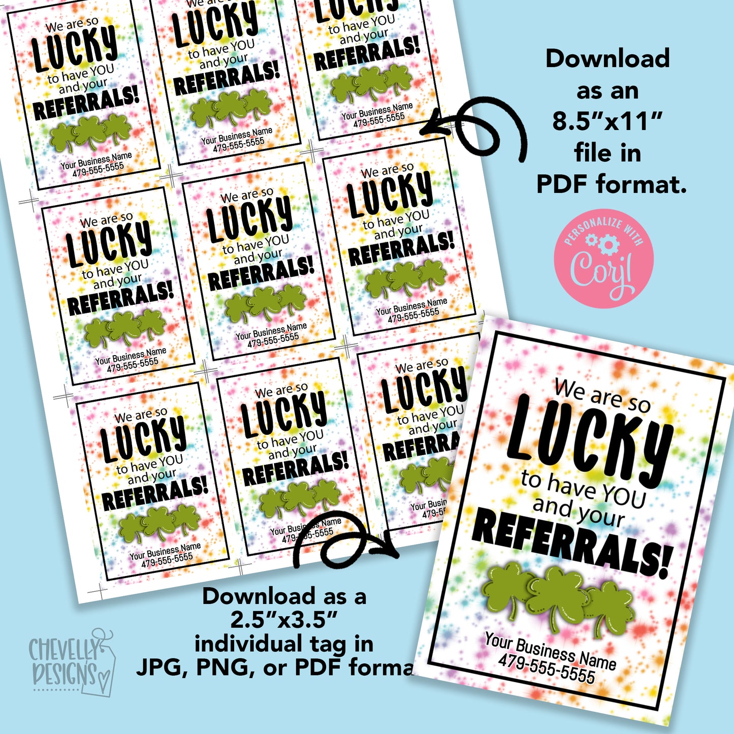Editable - We are so Lucky to Have You - Referral Gift Tags - Printable Digital File