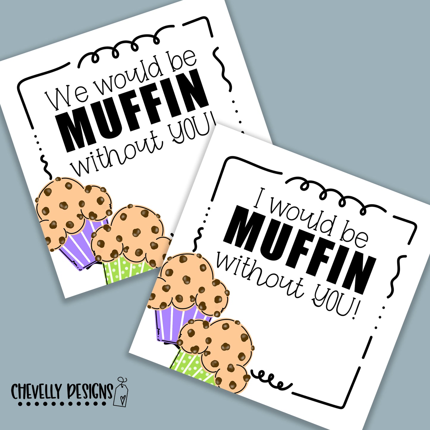 Printable Muffin without You Gift Tags - Instant Digital Download