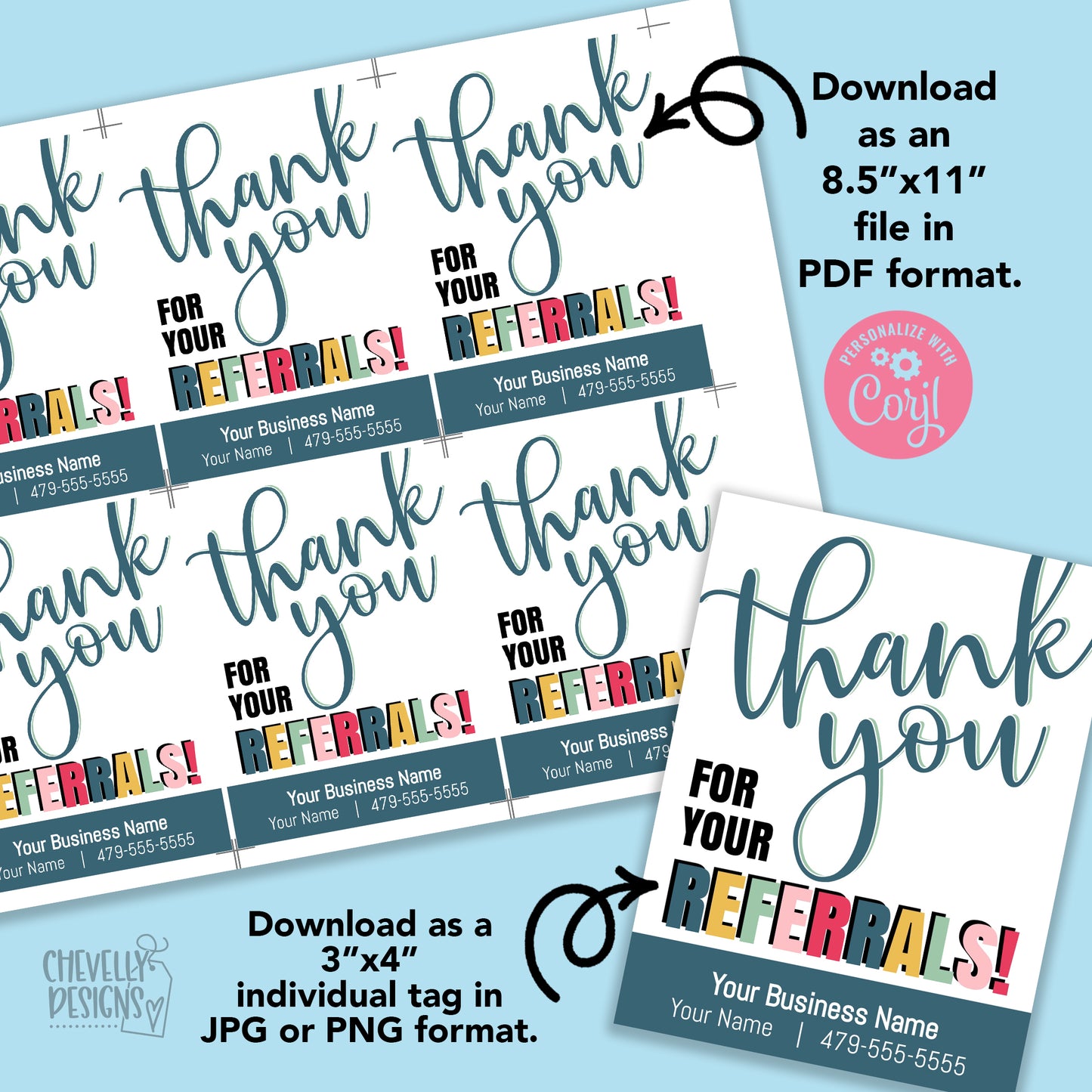 Editable - Thank You Referral Gift Tags - Business Marketing - Printable Digital File