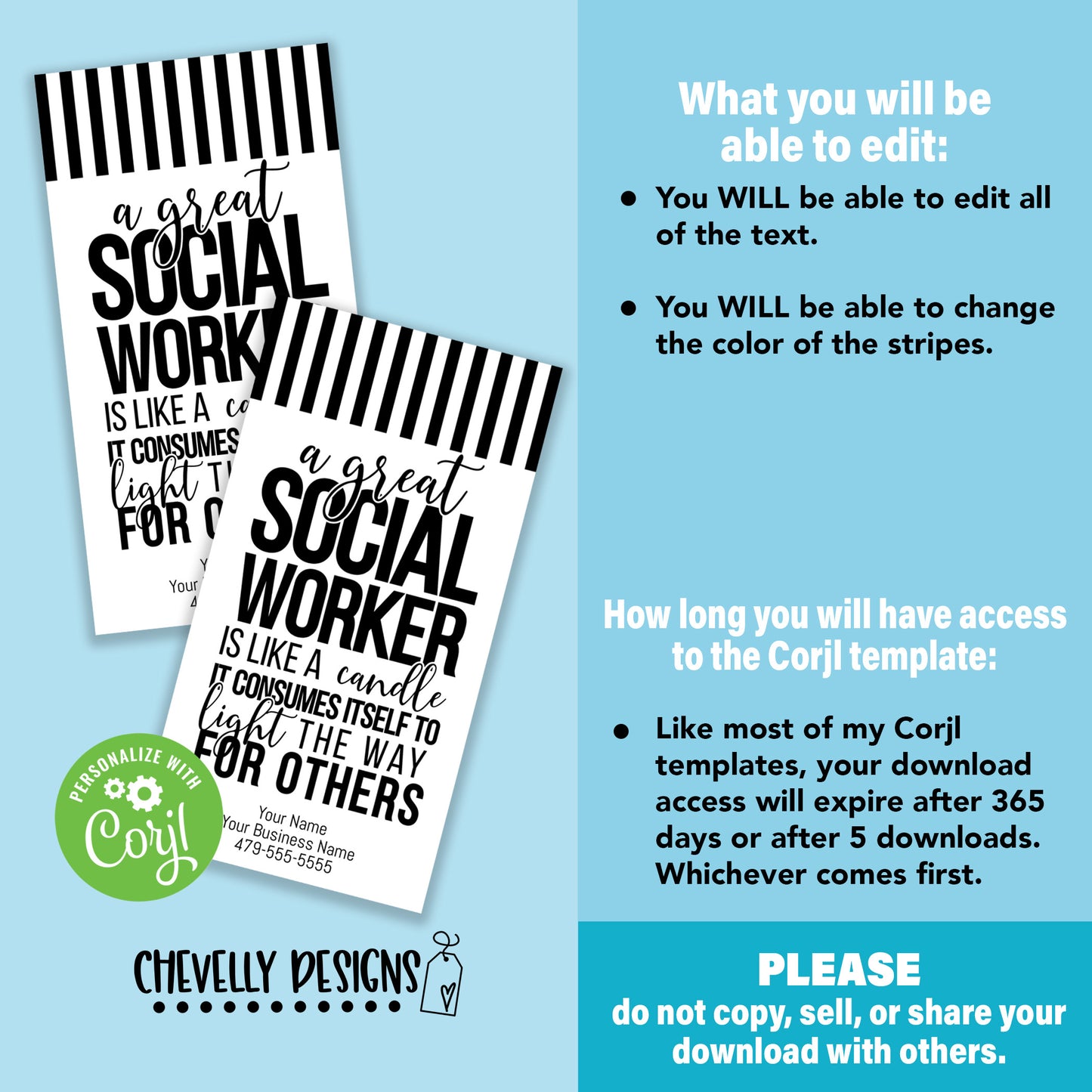 EDITABLE - A Great Social Worker - Appreciation Gift Tags - Printable - digital file