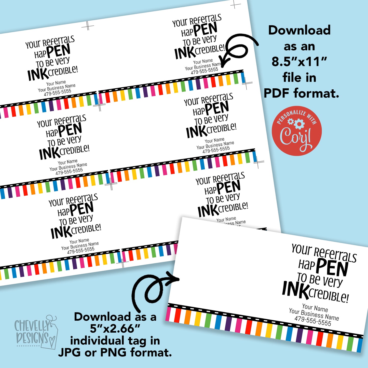 Editable - Your Referrals HapPEN to be INKcredible Printable Gift Tags