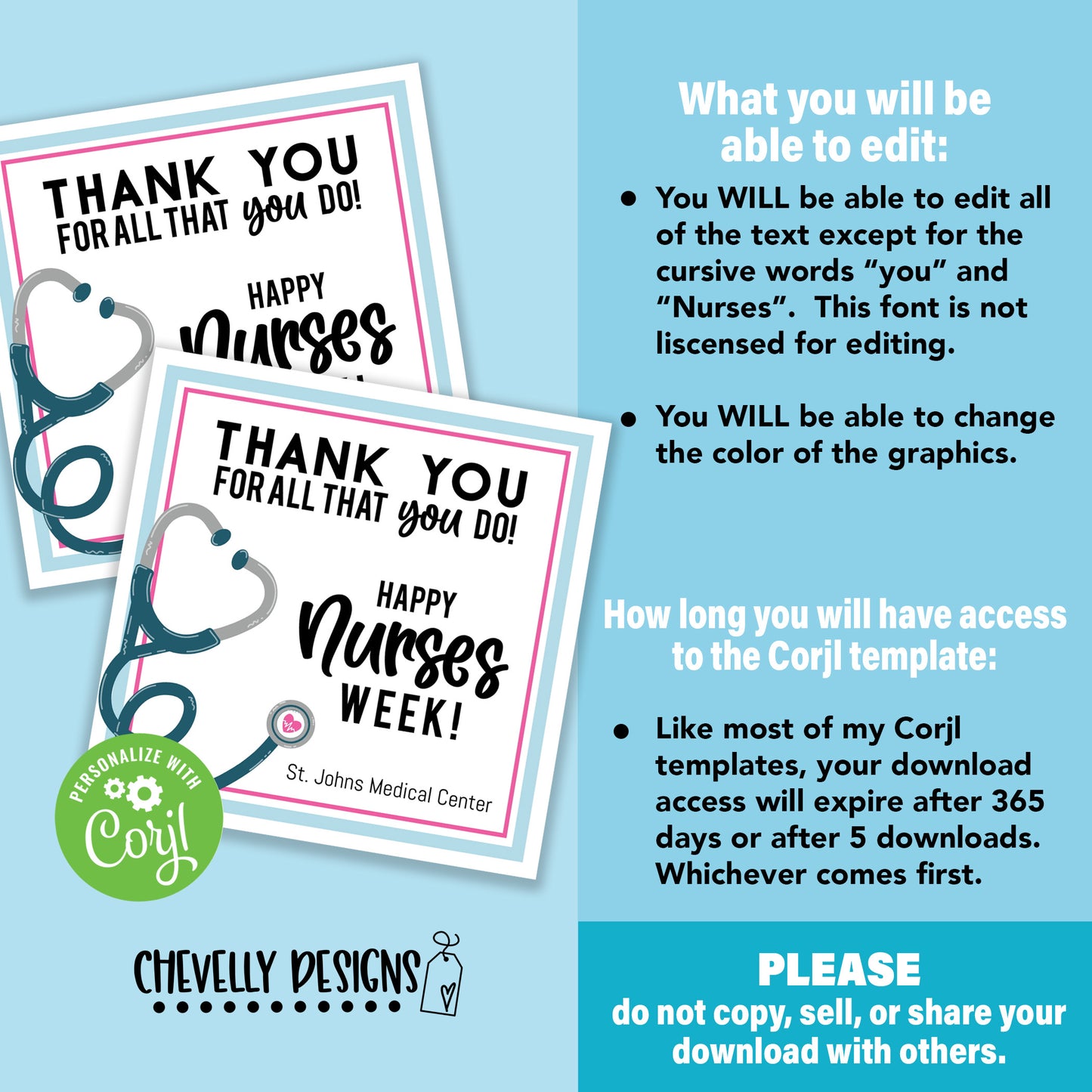 Editable - Nurses Week - Nurse Appreciation Gift Tags - Printable - Digital File