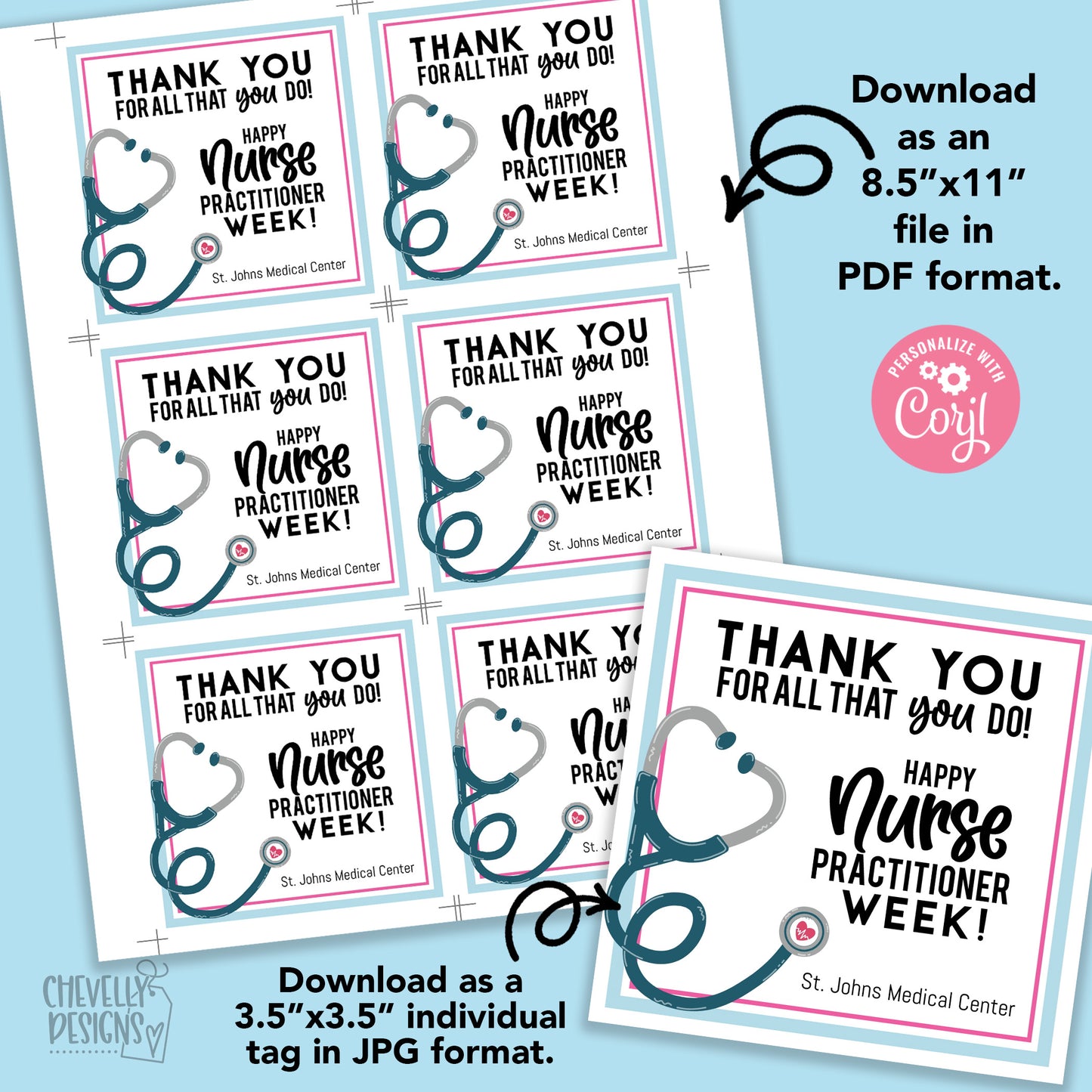 Editable - Nurse Practitioner Week Appreciation Gift Tags - Printable - Digital File