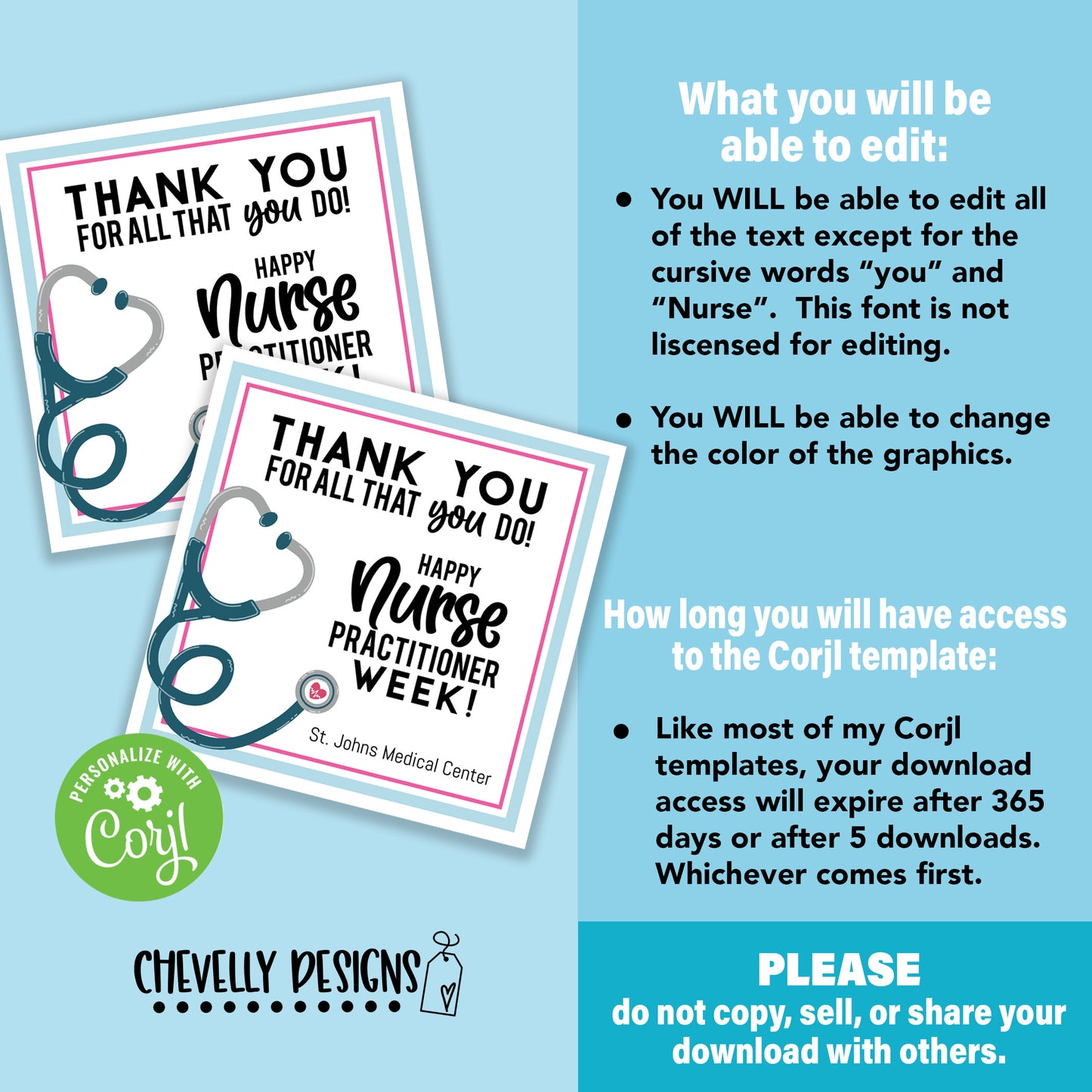 Editable - Nurse Practitioner Week Appreciation Gift Tags - Printable - Digital File