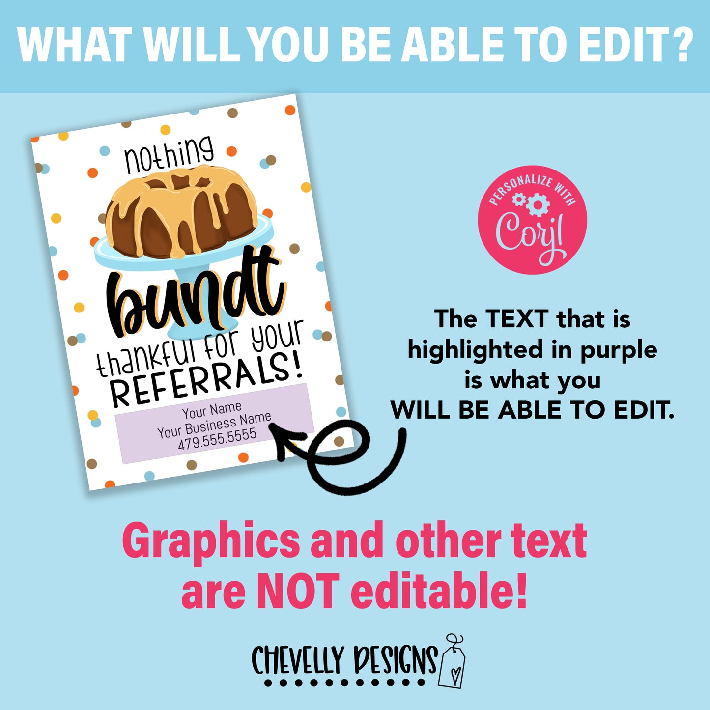Editable - Nothing Bundt Thankful for your Referrals - Printable Gift Tags - Digital File