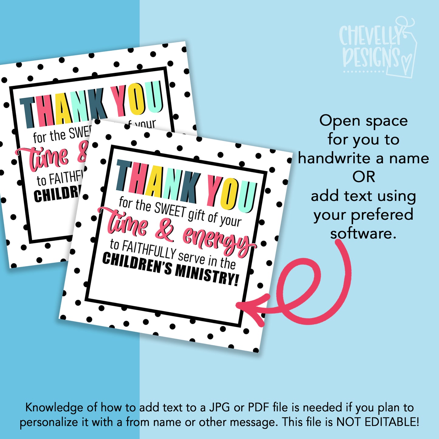 Printable Children's Ministry Appreciation Gift Tags, INSTANT DIGITAL DOWNLOAD