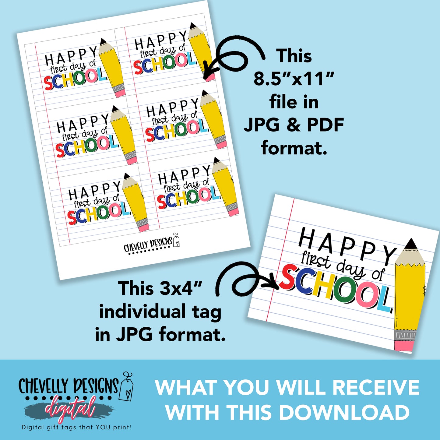 Printable Back To School Gift Tags - For Teachers and Students - DIGITAL FILE