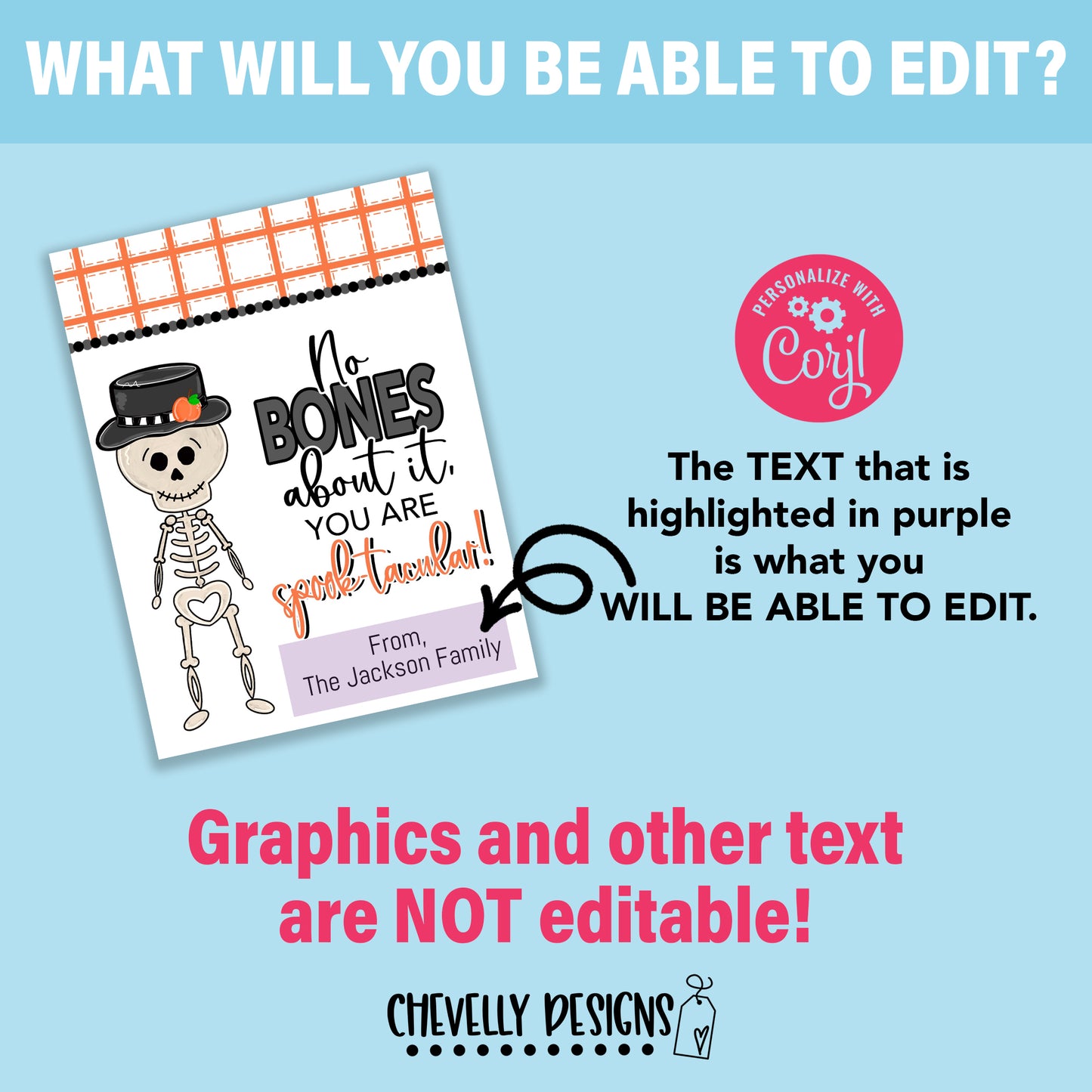 Editable - No Bones About It, You are Spook-tacular Gift Tags - Printable Digital File
