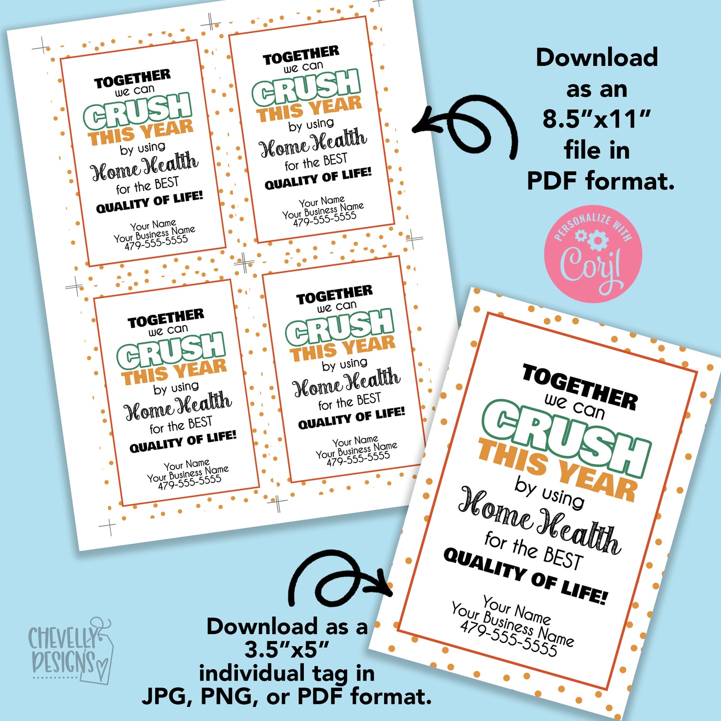 Editable - Crush this Year Home Health Referral Gift Tags - Printable Digital File