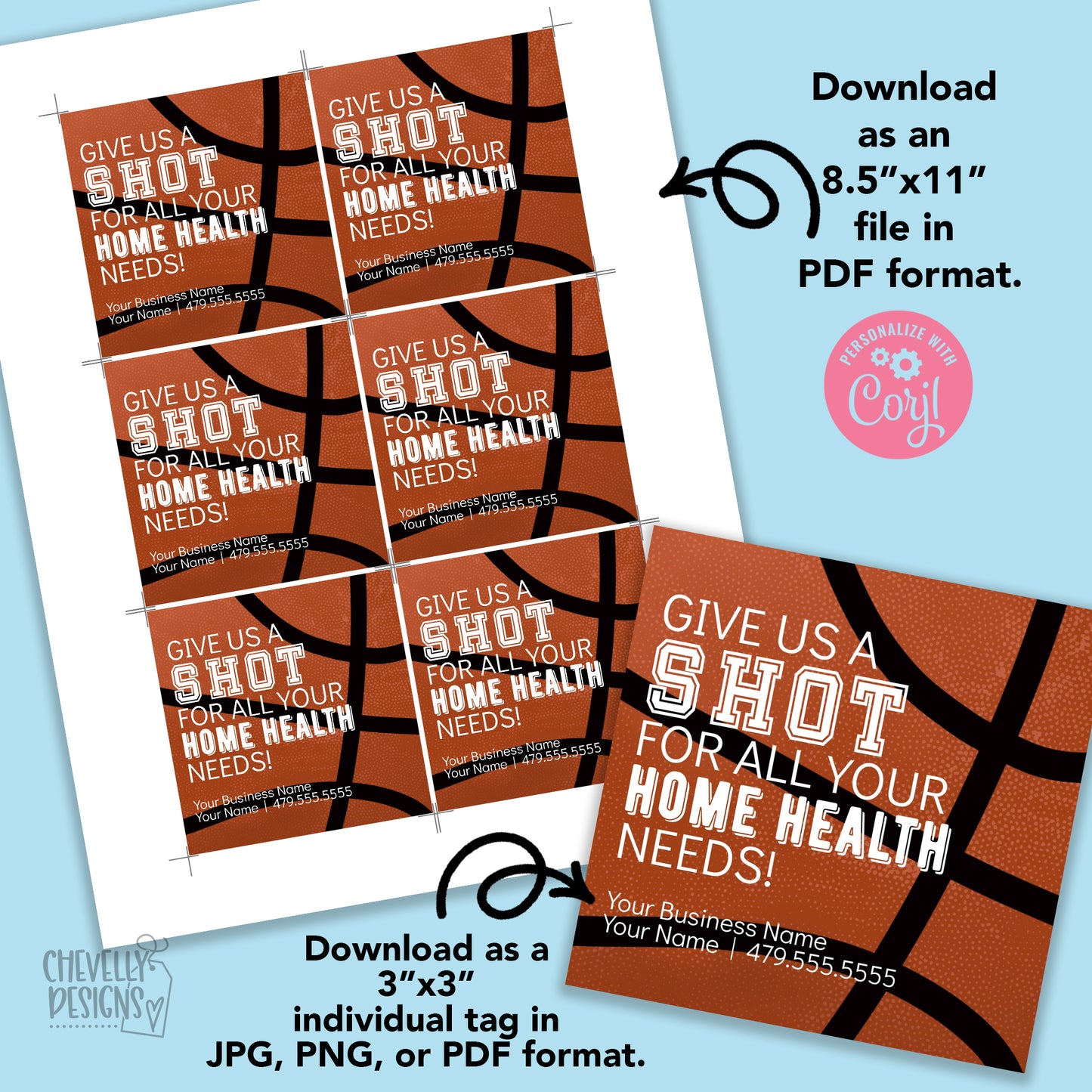 Editable - Give us a Shot - Basketball Referral Marketing Gift Tags - Printable Digital File