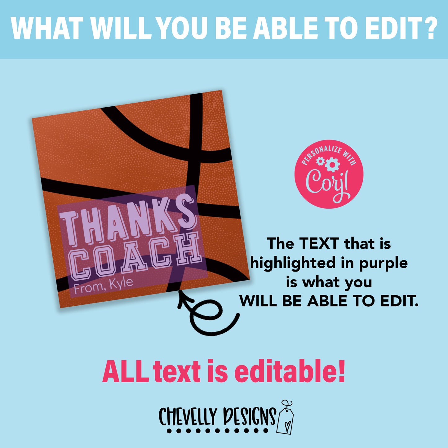 Editable - Thanks Coach - Basketball Appreciation Gift Tags - Printable Digital File
