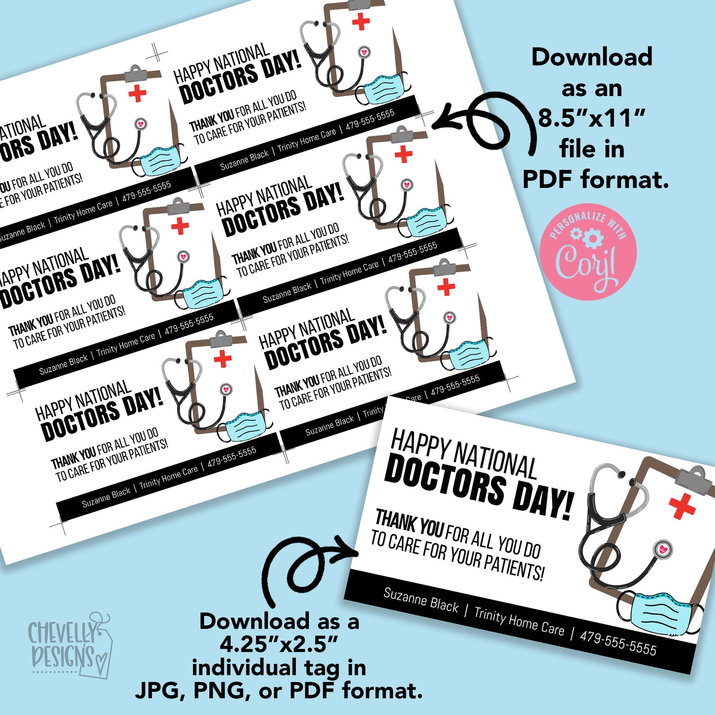 Editable - National Doctors Day Appreciation Gift Tags - Printable Digital File