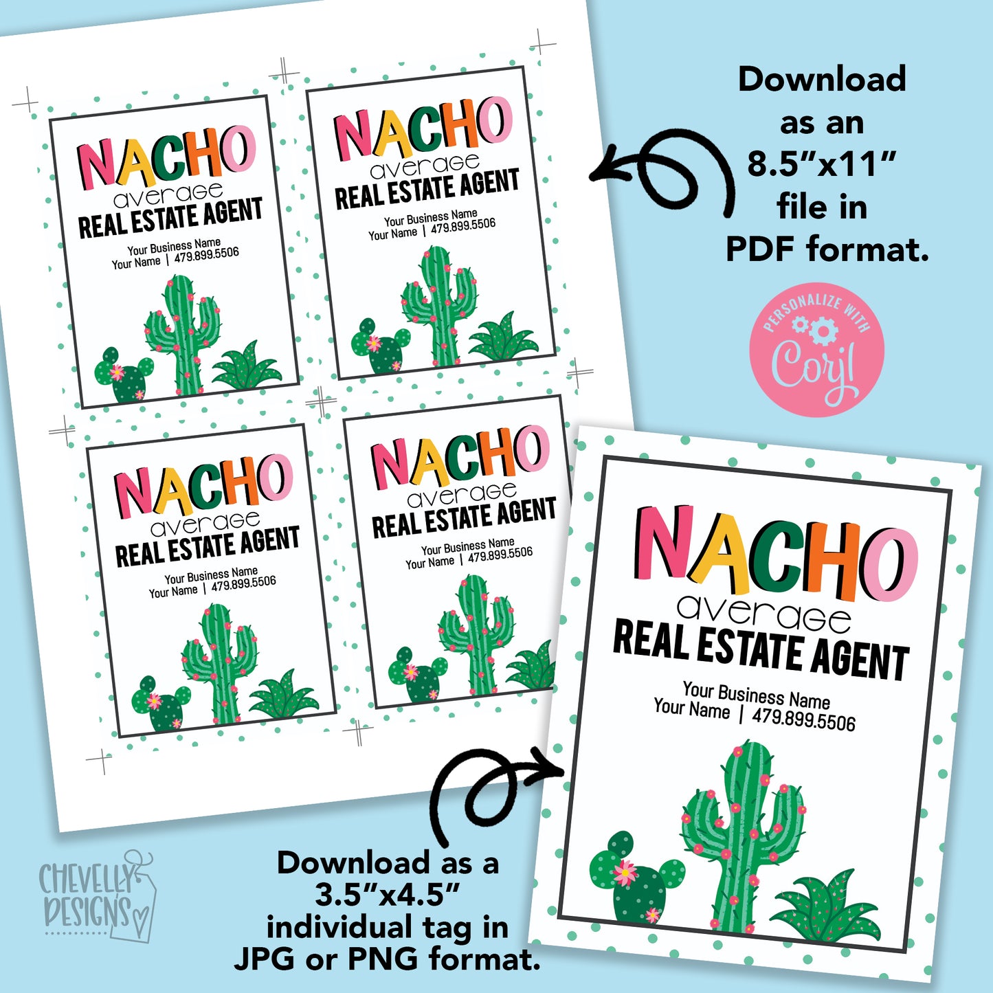Editable - Nacho Average Company - Referral Marketing Gift Tags - Printable Digital File