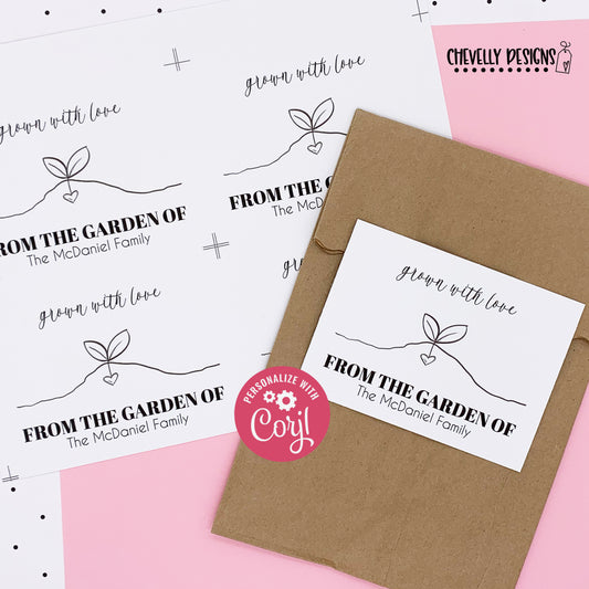 Editable - Grown With Love From The Garden - Gift Tags - Printable Digital File