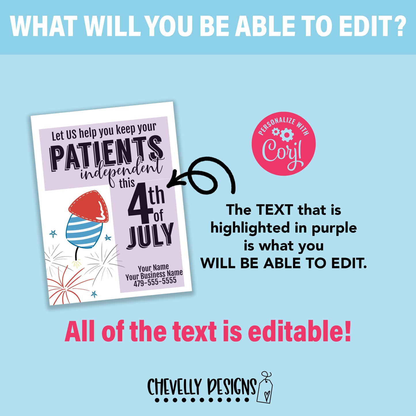 Editable - 4th of July Patient Care Tags - Business Referral Marketing - Printable Digital File