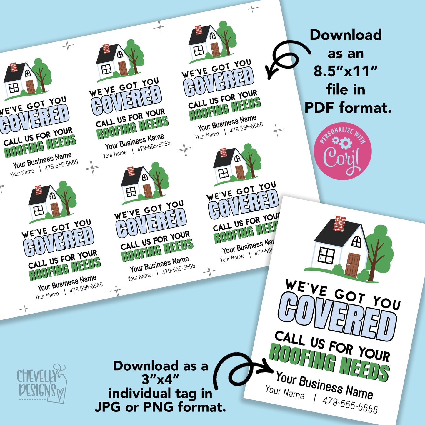 Editable - We've Got You Covered - Roofing Referral Gift Tags - Printable Digital File