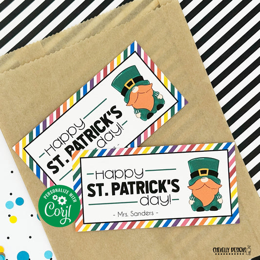 EDITABLE - Printable Leprechaun St Patrick's Day Gift Tags - Digital File