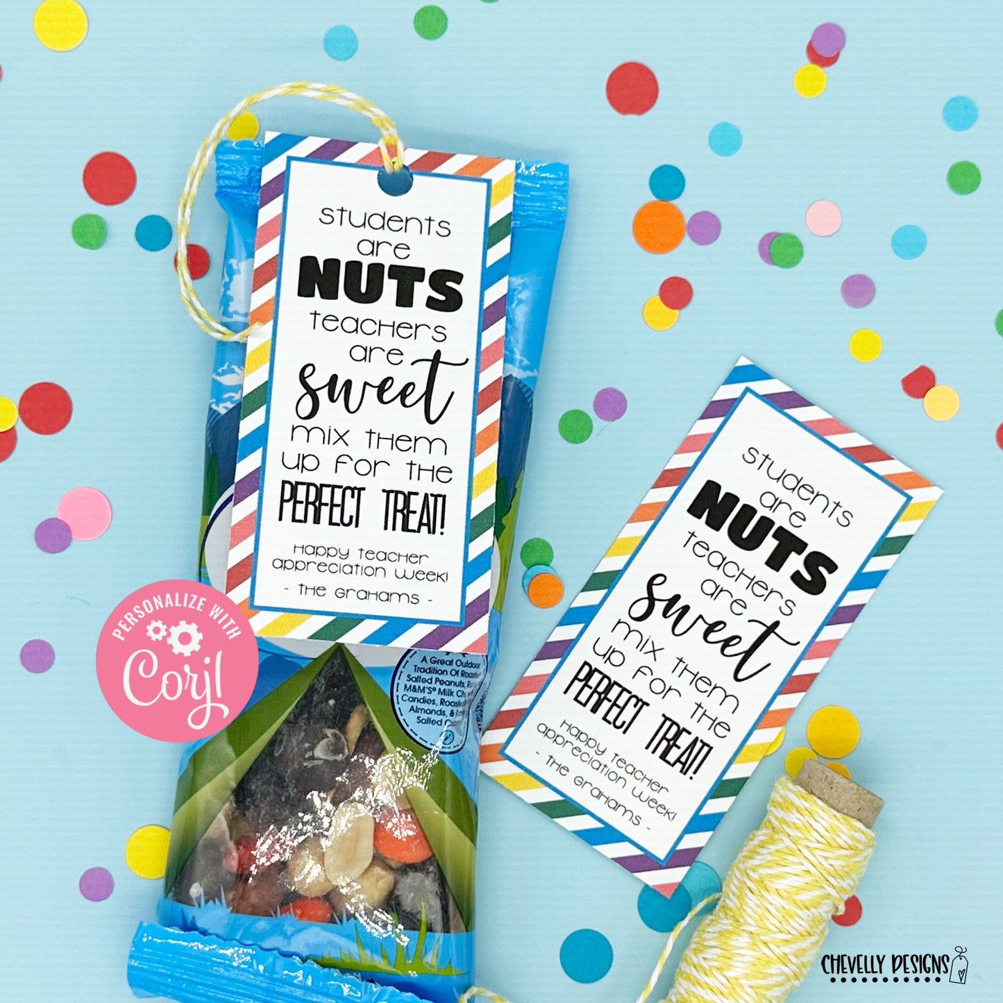 Editable - Students are Nuts Teachers are Sweet - Trail Mix Appreciation Gift Tags - Printable Digital File