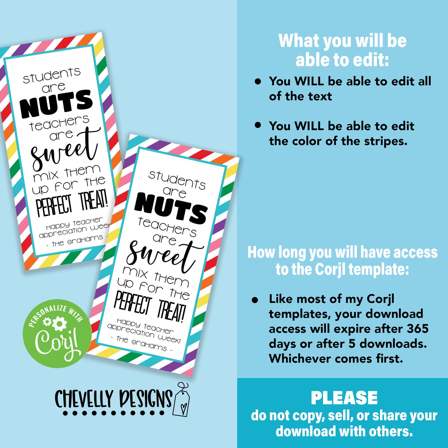Editable -  Students are Nuts Teachers are Sweet - Trail Mix Appreciation Gift Tags - Printable Digital File