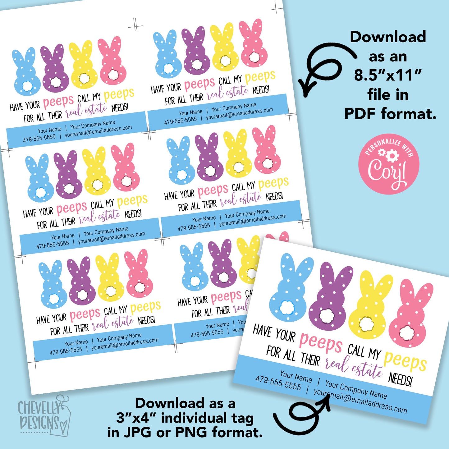 Editable - Have Your Peeps Call My Peeps for all Their Needs - Easter Referral Gift Tags - Printable Digital File