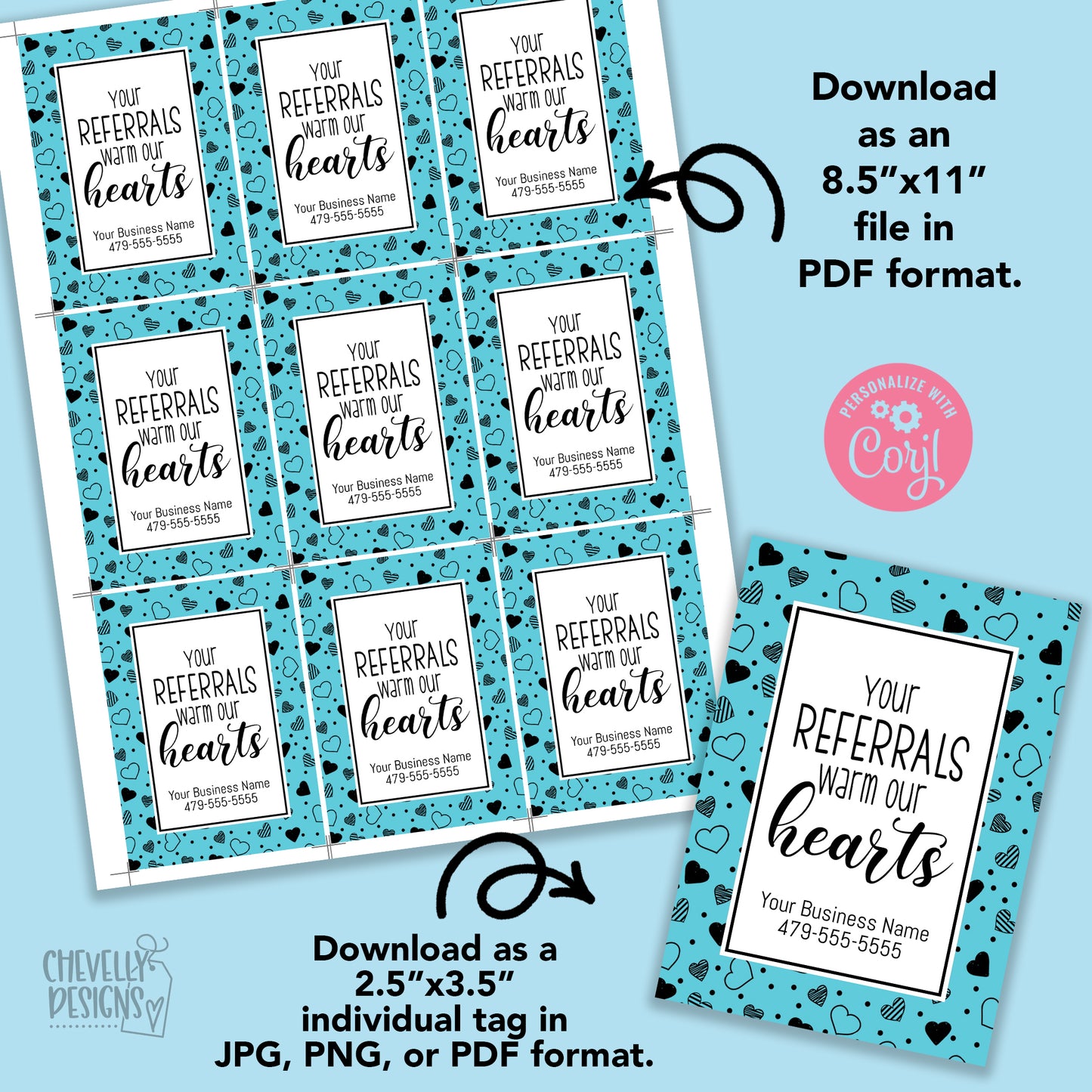 Editable - Your Referrals Warm our Hearts - Gift Tags - Printable Digital File