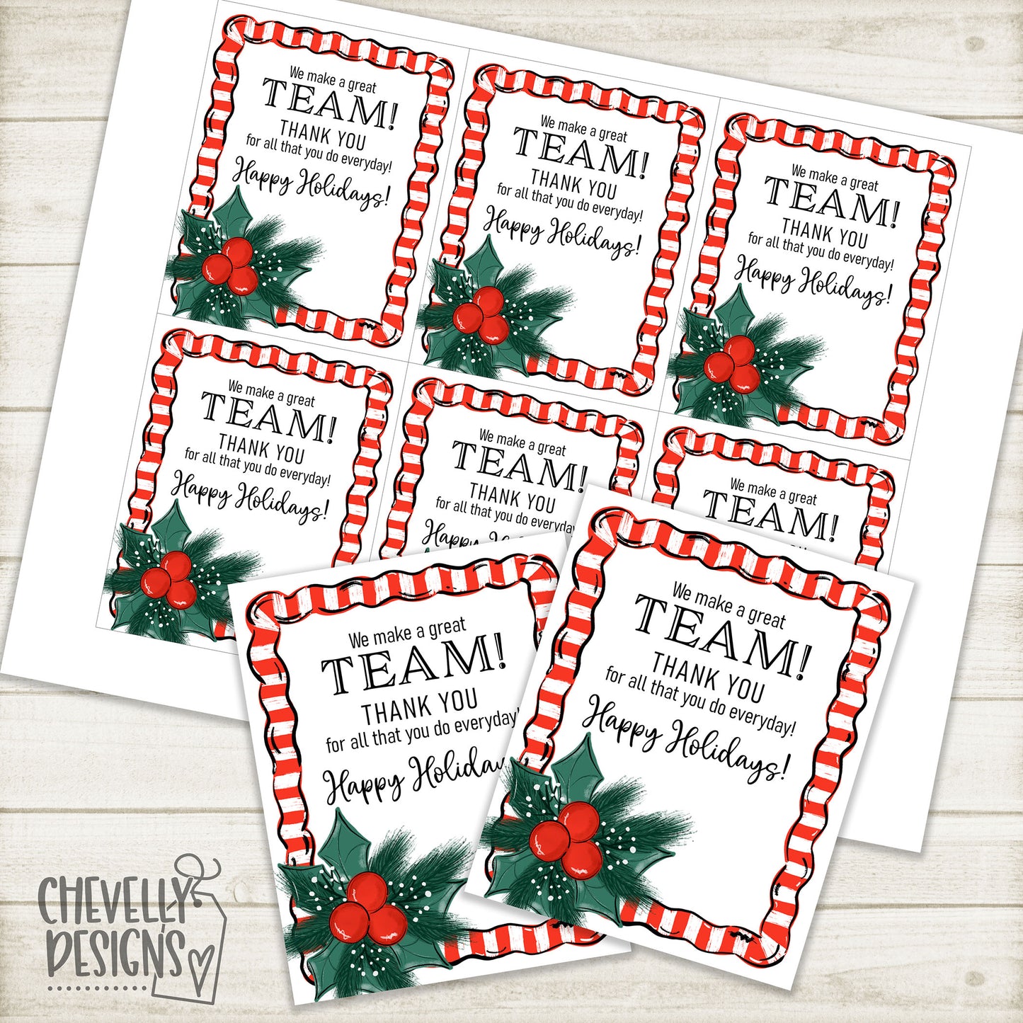 Printable Christmas Gift Tags - We make a Great Team >>>Instant Digital Download<<<