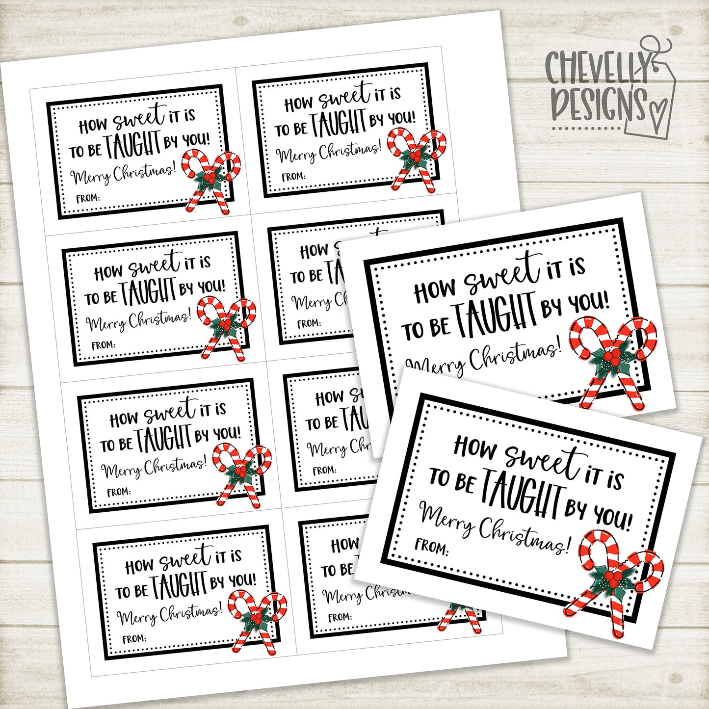 Printable Christmas Gift Tags - How Sweet it is to be Taught by You >>>Instant Digital Download<<<