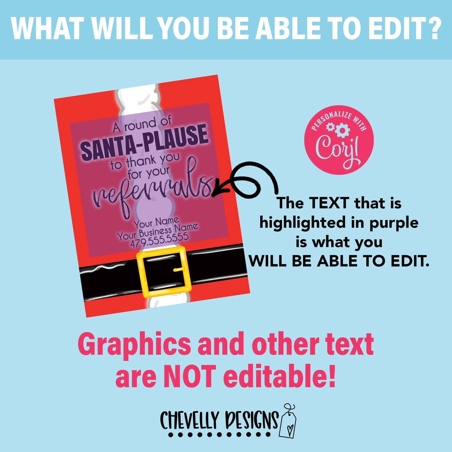 Editable - A Round of Santa Plause for Referral Gift Tags - Printable Digital File