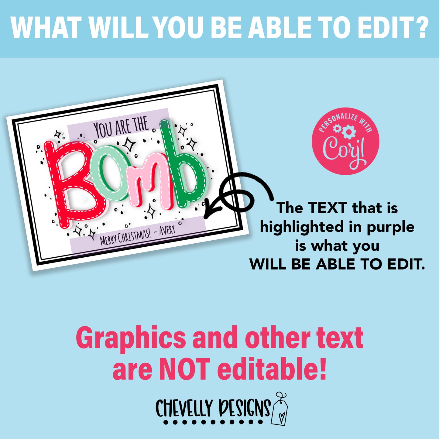 Editable - You are the Bomb - Hot Cocoa Bomb Christmas Gift Tags - Printable Digital File