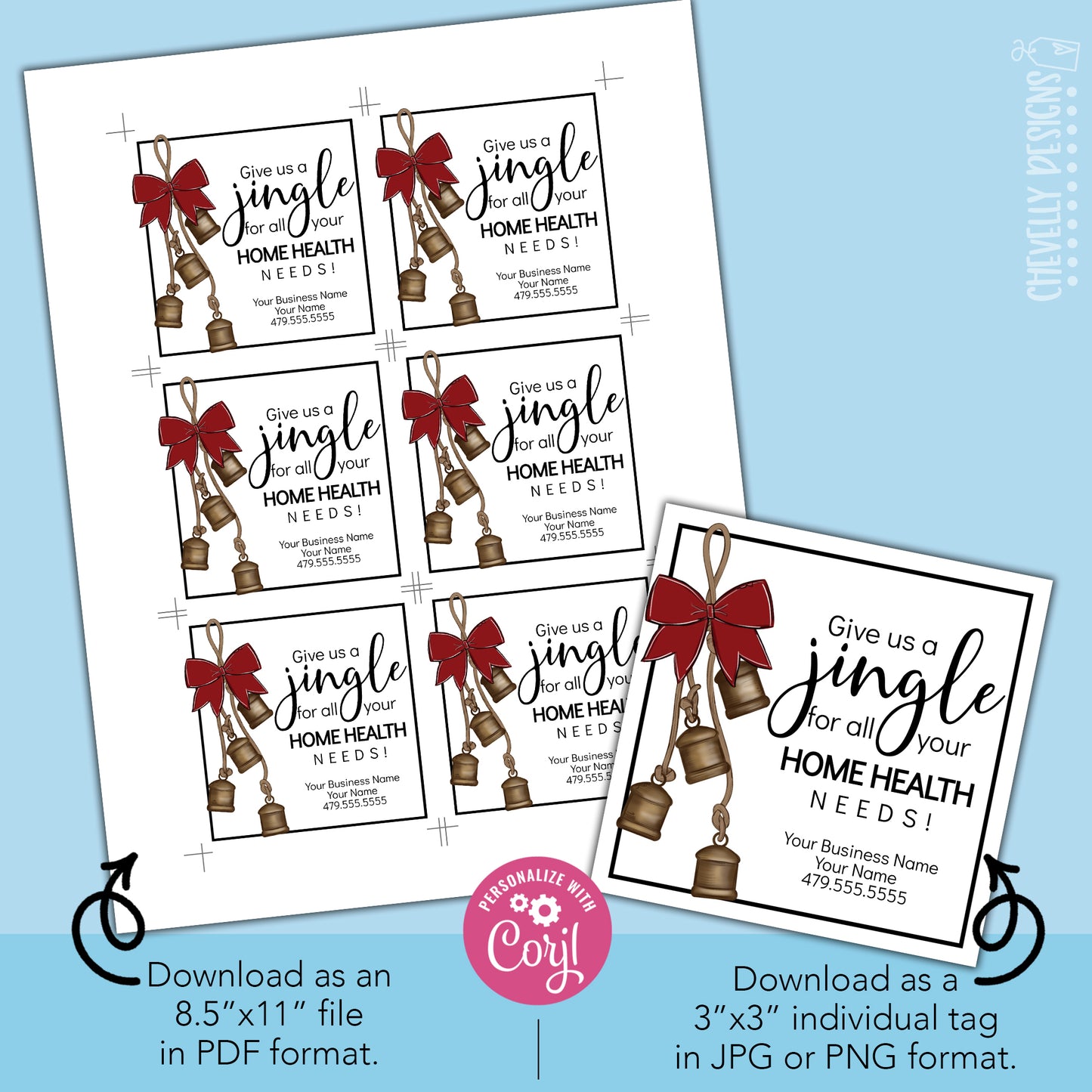 EDITABLE - Give Us A Jingle - Christmas Business Referral Gift Tags - Printable Digital File