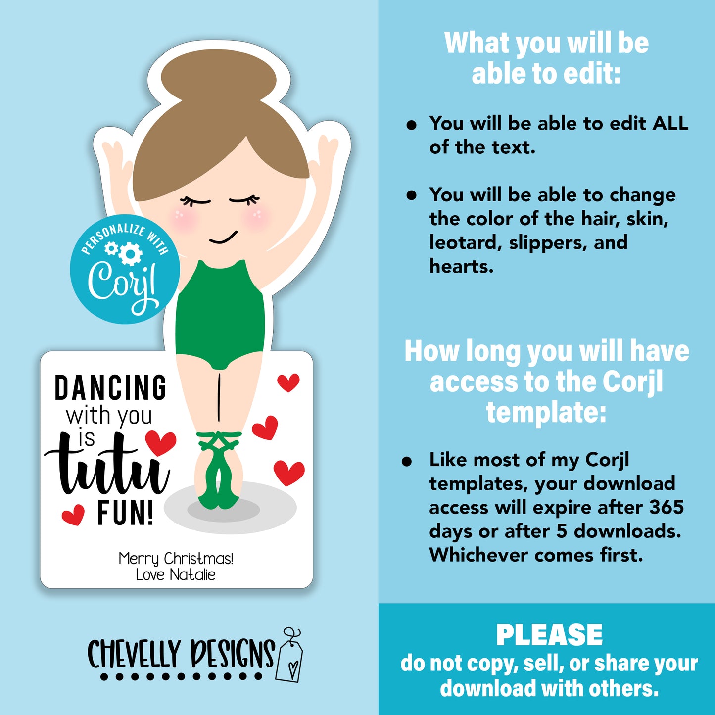 EDITABLE - Printable Ballerina Scrunchie Christmas Party Favors - Digital File