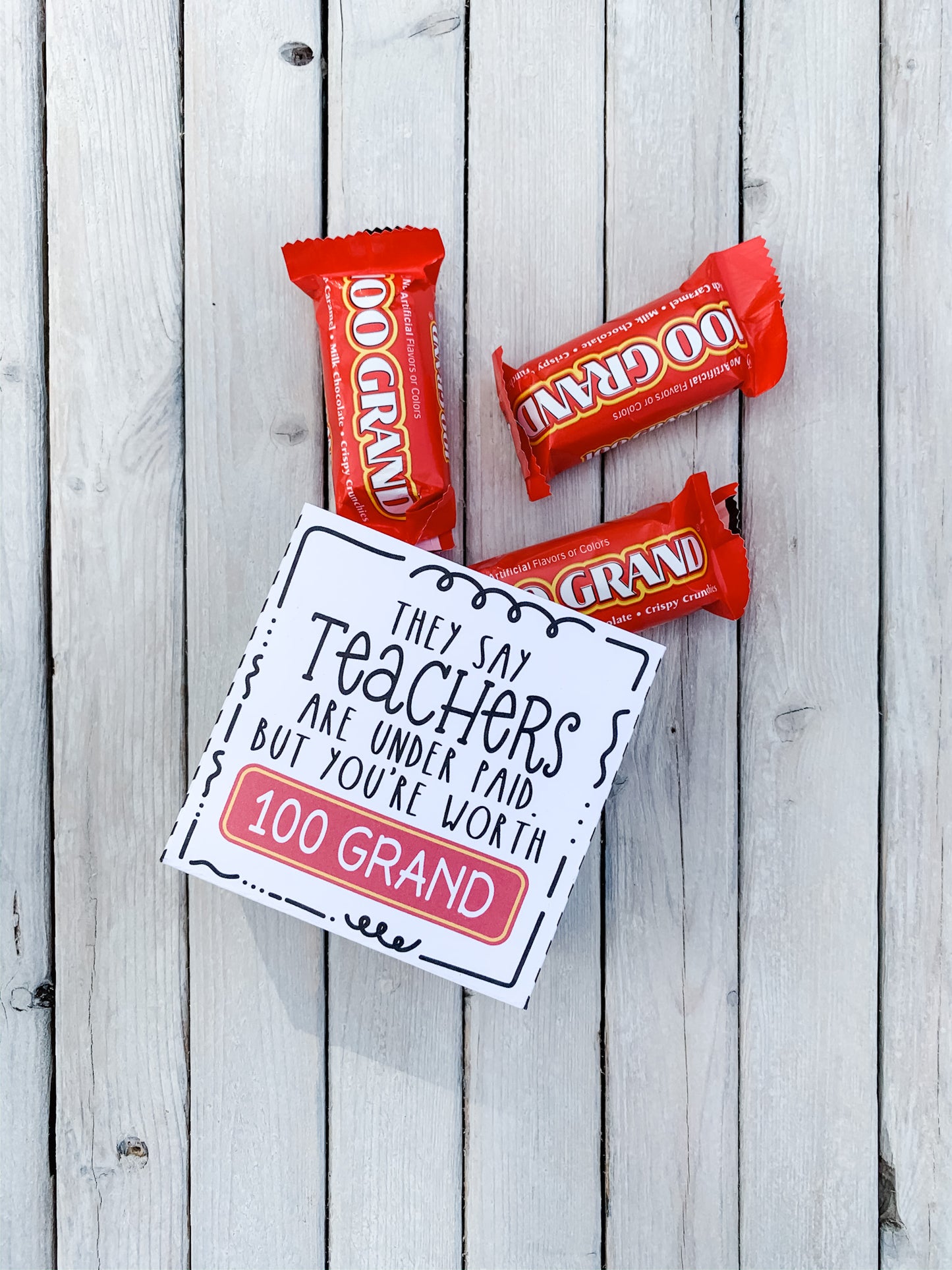 Printable Teacher Appreciation Gift Bag/Box for 100 Grand Candy - Small Treat Bag | Instant Digital File