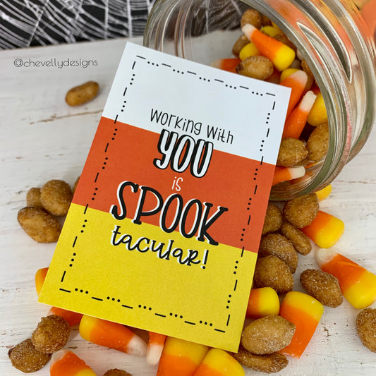 Instant Digital Download - Printable Candy Corn Gift Tags for Halloween - Working with you is SPOOK-tacular