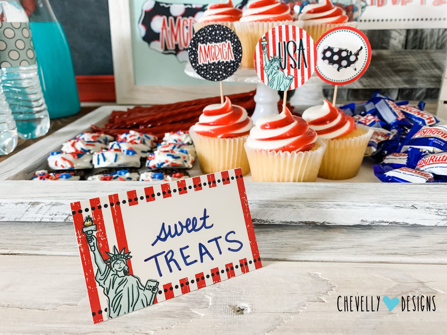 Printable 4th of July Food Tent Labels | Instant Download Digital File